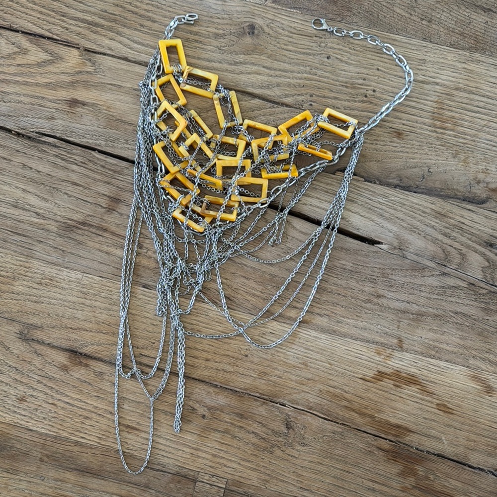 Yellow And Silver Statement Necklace - image 1